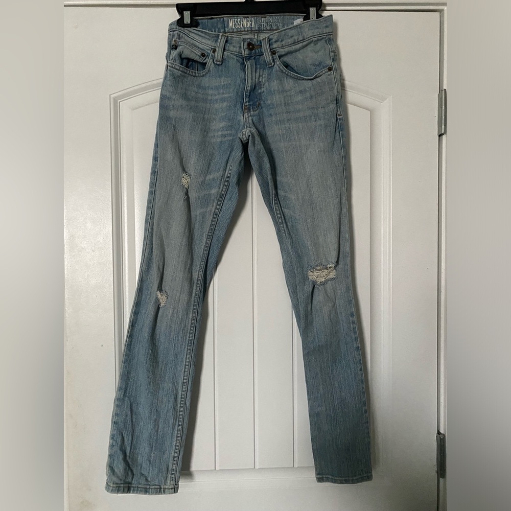 Freeworld Clothing Co Messenger Skinny Stretch Light Wash Denim Jeans- 28